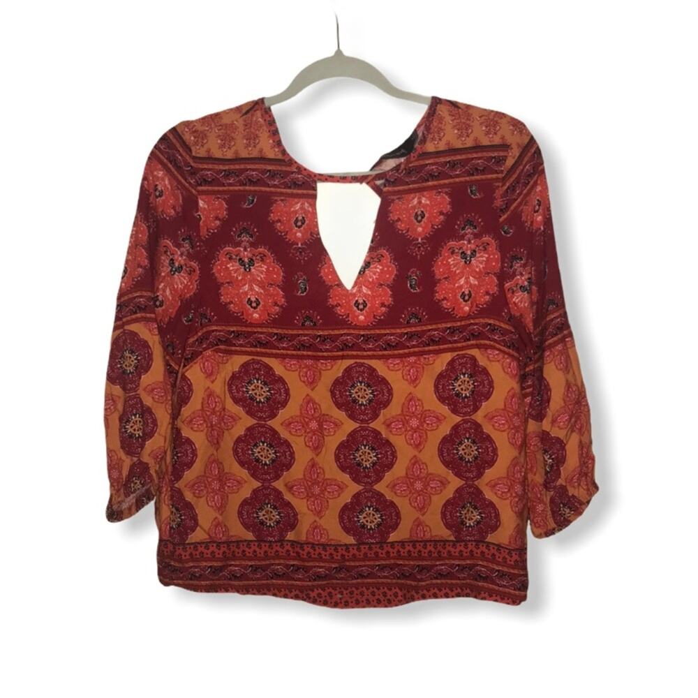 Mink Pink orange floral keyhole top medium NWT